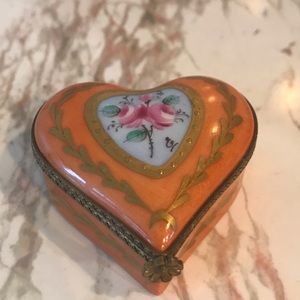 Vintage heart shaped Limoges patchwork trinket box